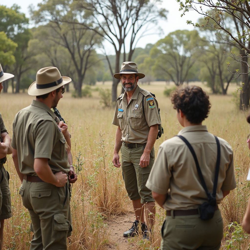Tour guide explaining local flora to a small group of tourists